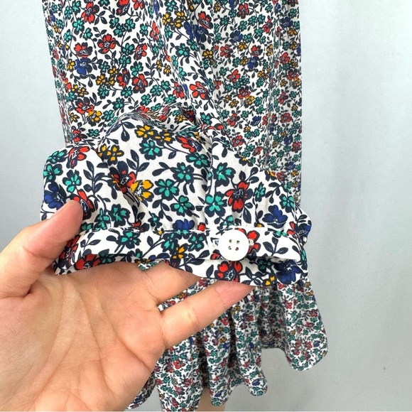 J. Crew Relaxed Printed Ruffled Casual Dress Fiery Sunset Ditsy Floral Size M - Picture 5 of 16